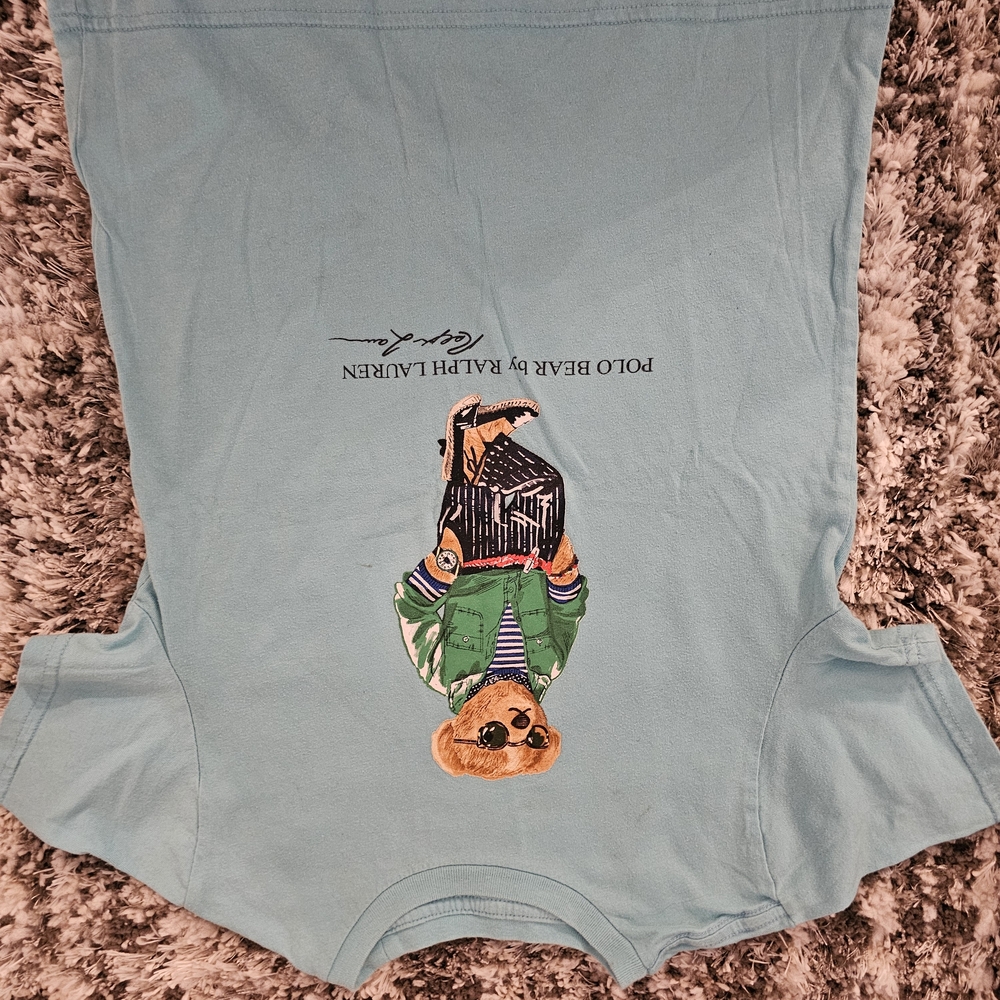 Ralph Lauren Light Blue Tee with Bear Graphic